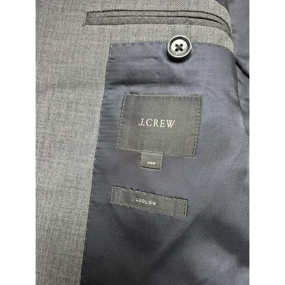 J.Crew Suit Jacket Mens 38R Gray Wool Ludlow Tollegno 1900 2 Button Slim Fit